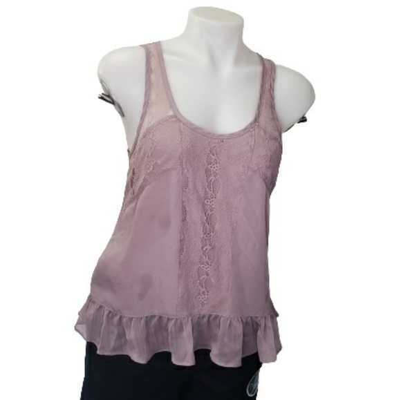 BOGO FREE-PARAPHRASE Mauve Frilly Tank Blouse PS - Picture 3 of 7